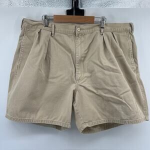 VTG Polo Ralph Lauren Andrew Shorts Mens 42 Chino Khaki Pleated Golf Preppy READ